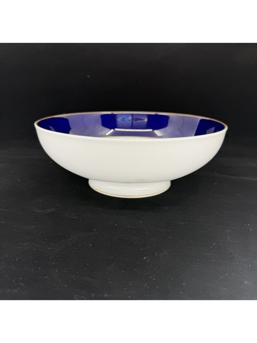 Rosenthal Classic Rose Cobalt Blue Gold Trim 8.5" Footed Serving Bowl Germany